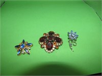 3 Vintage Brooch Pins