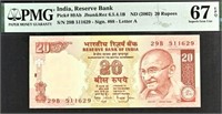India 20 Rupees P89A ND(2002)PMG 67 EPQ+Gift.InAA