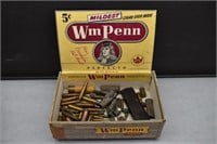 Cigar Box w/ Assorted Bullets, 9MM Clip, etc