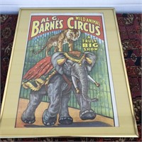 Al G. Barnes Circus Elephant & Tiger Framed Poster