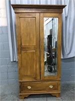 2PC ANTIQUE 2 DOOR WARDROBE WITH MIRRORED DOOR