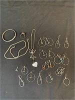 Assortment of costume jewelry keychain earrings