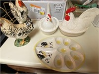 ceramic hen on nest vintage egg plate