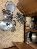meat slicer pieces pots and pans assorted