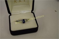 LADIES STERLING SILVER AND BLUE SAPPHIRE RING