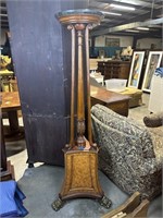 Tall Marble Top Pedestal with Brass Claw Feet
