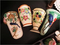 Four vintage wall pockets, mostly of birds