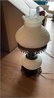 Vintage Hurricane Lamp Hobnail White Milk Glass
