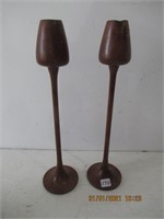 2 16" Wood Candle Holders