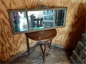Vintage Ornate Framed Mirror and Wooden Half