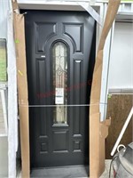 36” Masonite steel entry door with lead glass