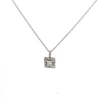 14K WHITE GOLD 0.75CT DIAMOND PRINCESS FRAMED PEND