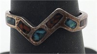 Silver Ring W Red & Blue Stones