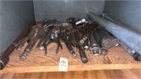 Shelf Lot of Vice Grips and Other Tools