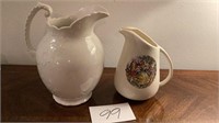 Vintage 18th Century design ceramic pitcher 9 in