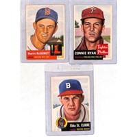 (3)1953 Topps Baseball Cards Nice Shape