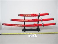 3-Piece Samurai Katana Sword Set w/ Stand (No Ship