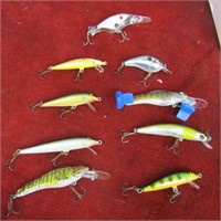 (9) Rapala and others fishing lures.