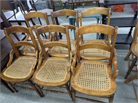 6 Vintage cane bottom chairs