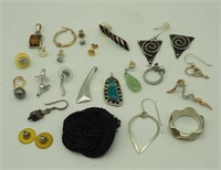 Assorted Sterling Gold Pieces & Parts Mixed Lot
