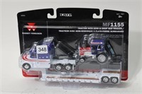 ERTL MF TRACTOR WITH SEMI & DROP BED TRAILER 1/64