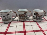 3 HUNTING DOG COFFEE MUGS