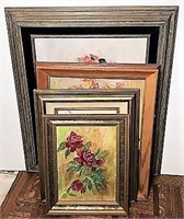 Floral Paintings on Board Lot of 5