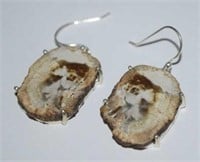 Sterling Silver Earrings w/ Fossilized Wood