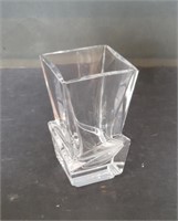 Sevres crystal vase 2 5"sq x 5"h