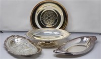 (4) Silverplate Serving Dishes Plates