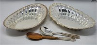 2 Oval Serving Bowls & 2 Serving Spoons