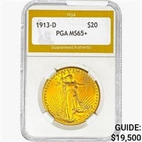 1913-D $20 Gold Double Eagle PGA MS65+
