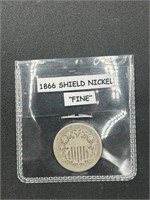 1866 Shield Nickel - Fine