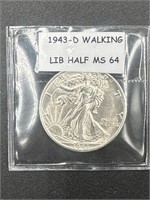 1943-D Walking Liberty Half Dollar MS-64