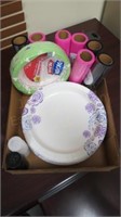 Box of Paper Goods- Plastic Ware