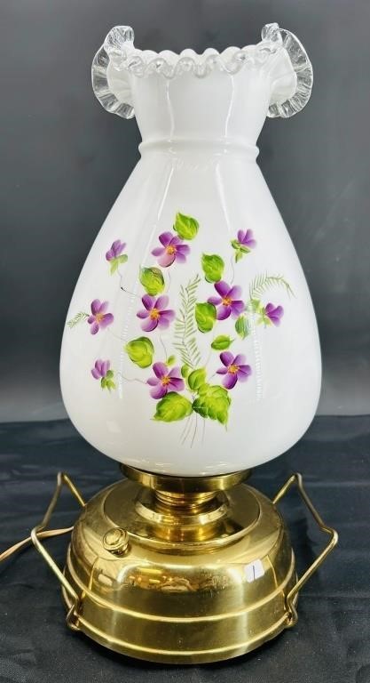 EARLY Violets in the Snow Mariners Lamp w/ Ferns