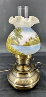 Fenton Tropical Scene Colonial Lamp HP by P