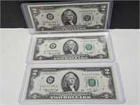 Set of 3  UNC 1976 U.S. $2 Bills