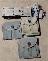 WW2 Mills Belt and 3 M1 Carbine Magazine Pouches