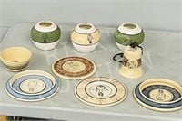 assorted Old Sun pottery - vases, plates