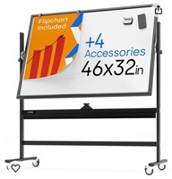 Rolling Dry Erase Board 46 x 32 - Large Portable