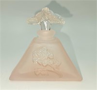 Pink Etched Frosted Glass Perfume Bottle & Stopper