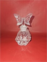 Perfume Bottle w/ Glass Butterfly Stopper 4 1/4"