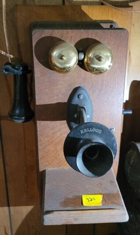 KELLOGG ANTIQUE WALL PHONE MADE BY
