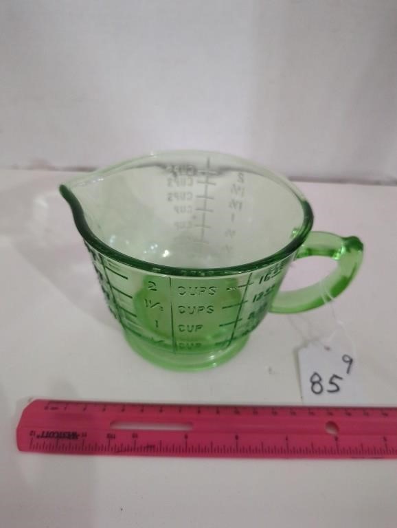 Sold at Auction: Vintage Green Uranium Depression Glass Measuring