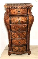 Wicker Covered Bombe Jewelry Chest