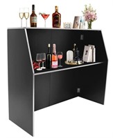 Flash Furniture Foldable Home Bar in Black Marble,