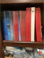 CPR safety books and contents of book case