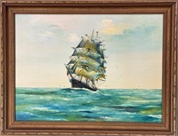 LOVELY RILEY SIGNED NAUTICAL PAINTING ON BOARD