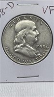 Of) 1958-d Franklin half dollar condition VF